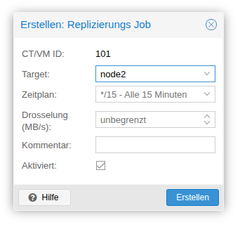 Screenshot: Replizierungs-Job