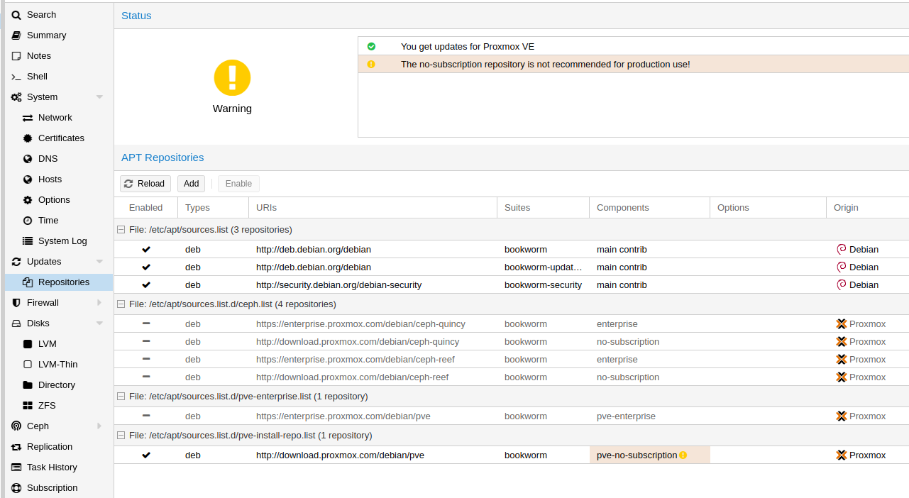 Screenshot: Repositories bearbeiten