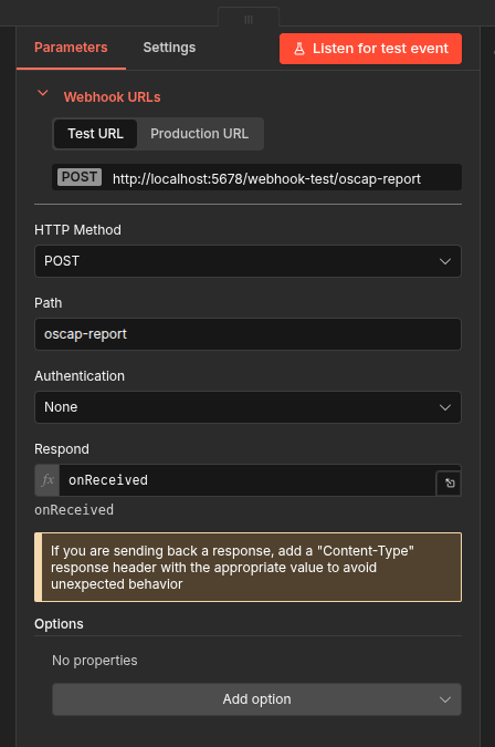 Abbildung: Einrichtung des Webhooks